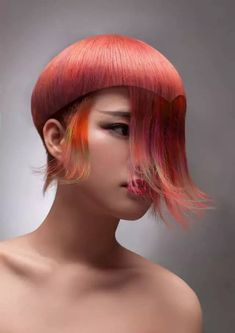 Futuristic Haircut, Boring Hair, Hair Shows, Brunette To Blonde, Artistic Hair, Hair Art, Cut And Color, Redheads, Pink And Orange