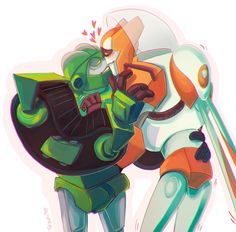 an image of a robot that is hugging another robot