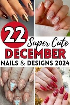 Nail For December, December Nails Ideas 2024, December Nails Christmas 2024, Nails Christmas And New Years, Holidays Nails Winter, December Nail Ideas 2024, Nail Art Designs For Christmas, Christmas Nail Ideas 2024, 2024 Christmas Nail Designs