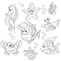 sea animals and fish coloring pages