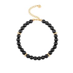 PRICES MAY VARY. Product Design: This handmade bracelet is made from black onyx and 18k gold plated beads. Each onyx bead is 6mm in diameter and connected by a high strength copper wire to provide the good fit. The length of the dainty gold bracelet is 7.4" and extra 2" adjustable extender chain, which can help you find the best suitable length to wear. Friendly adjustable bracelet that does not cause any side effects and is harmless to the human body. MORE THAN JUST BRACELETS: The meaning of bl Gold Beaded Bracelets With Onyx Gemstones, Gold Onyx Beaded Bracelets With Black Beads, Gold Onyx Beaded Bracelets With Gemstones, Gold Onyx Beaded Bracelets With 8mm Beads, Gold Onyx Beaded Bracelets With Round Beads, Gold Onyx Beaded Bracelets, Gold Onyx Bracelets With 8mm Beads, Gold Crystal Bracelet With Round Black Beads, Stone Beaded Bracelets