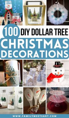 a collage of christmas decorations with the words 100 diy dollar tree christmas decorations