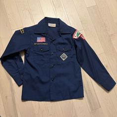 Vintage blue Boy Scouts of America buttonup long sleeve shirt, patches included, George Roger's Clark Council, Indiana, Den 1. Size 10. Vintage Boy Scouts, Boy Scouts Of America, Vintage Boys, Mens Oxfords, Boy Scouts, Button Up Shirts, Long Sleeve Shirts, Mens Outfits, Long Sleeve