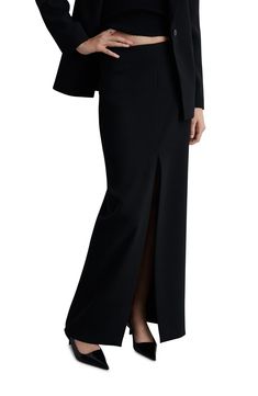 A deep front slit adds a little sass to a staple skirt you'll reach for on repeat. Front slit 100% polyester Machine wash, line dry Imported Skirt Straight, Favorite Daughter, Platform Slippers, Maternity Shops, Designer Clothes For Men, On Repeat, Toddler Girl Outfits, Women's Summer Fashion, Black Fits