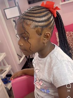 Kid Hairstyles Ponytails, Quick Lil Girl Hairstyles Black, Back To School Hairstyles Cornrow, Hairstyles For Black Girls Kids Braided, Lemon Aid Braids, Cute Hairstyles For Black Kids 9-10, Kids Feed In Braids Hairstyles, Braided Buns For Black Hair Kids