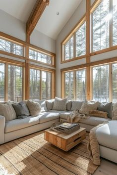 White Walls With Wood Trim: 40+ Ideas for a Timeless Interior Honey Oak Fireplace Makeover, Houses With Wood Trim, Painted Log Cabin Interior Wood Walls, Painted Log Cabin Interiors, White Walls White Trim, Mountain House Interior, Marsh House