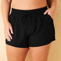 Head out to the beach in confident style in these 3-Inch High-Waist Swim Board Shorts with Pockets from Shade & Shore™. These high-rise swim board shorts are made from recycled polyester-spandex blend fabric with built-in briefs for stretchy comfort in or out of the water. Falling above the knee, these swim shorts feature a drawstring waistband, and two side pockets come in handy for stashing small swimming essentials. Designed in a solid hue for coordinating with a variety of bikini tops, they Swimming Essentials, Confident Style, High Waisted Swim, Swim Suit Bottoms, Cheeky Bikinis, Swimwear Fashion, Drawstring Waistband, Shorts With Pockets, Boy Shorts