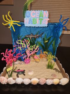 a cake made to look like an ocean habitat