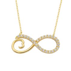 -The Infinity Forever Love design with zirconia stones women jewelry pendant necklace is made with high-quality 14K real solid gold. - This dainty, cute, charm, delicate and trendy pendant necklace has been artfully designed for timeless yet modern millennial fashion. - This 14K real solid gold pendant comes with a beautiful matching 14K gold chain. - You receive the pendant in a beautiful and free gift box. - Free shipping (Arrive within 4 business days to USA and Canada ( 1 day for production Infinity Pendant Gold, Gold Infinity Necklace, Trendy Pendant Necklace, Infinity Necklace Gold, Diamond Pendant Jewelry, Necklace Infinity, Real Gold Chains, Black Beads Mangalsutra Design, Pretty Jewelry Necklaces