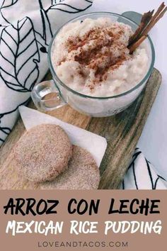 mexican rice pudding in a glass bowl with cinnamon on top