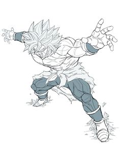 a drawing of gohan from the dragon ball game with his arms out and one hand in