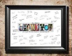 the word thank written in many different languages on a white background with black framed frame