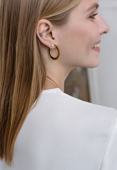 Time for something special. Stand out with these unique 14K Gold Plated Beaded Hoop Earrings. Delicately designed, nickel-free, gold plated and charming, these earrings will perk up your mood and make you feel classy and fabulous.#hoopearrings#golderearrings#hypoallergenicearrings#goldenhoops Beaded Hoop Earrings, Beaded Hoops, Classy And Fabulous, Something Special, Make You Feel, Gold Plate, Plating, Make It Yourself