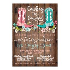 the cowboy and cowgirl bridal party card