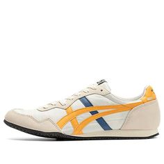 Onitsuka Tiger Serrano Shoes 'Cream Tiger Yellow' 1183B400-101 Cream Sneakers With Rubber Sole For Sports, Cream Sneakers With Rubber Sole For Light Sports, Cream Sporty Running Shoes With Rubber Sole, Sporty Cream Running Shoes With Rubber Sole, Cream Sneakers With Vulcanized Sole For Sports, Beige Sneakers With Rubber Sole For Light Sports, Beige Sneakers For Light Sports With Rubber Sole, High-top Cream Running Shoes For Sports, Cream High-top Running Shoes For Light Sports