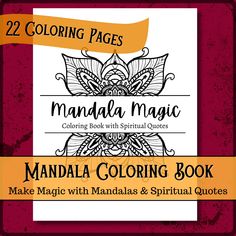 PDF Download Available immediately~ print out these beautiful & relaxing coloring pages in the comfort of your own home. Mandala Magic is a spiritual coloring book full of Mandalas and Spiritual Quotes from great thinkers and spiritual leaders. This product is a Digital Download which includes 22 pages for coloring, relaxing, and enjoying.  Downloads are available instantly after purchase. You can sit and enjoy coloring right away with a nice cup of tea if you like!  This coloring book makes a w Art Therapy Mandala, Magic Coloring Pages, Peaceful Art, Great Thinkers, Mind Relaxation, Peace Art, Spiritual Artwork, Mandala Coloring Books, Relaxing Colors