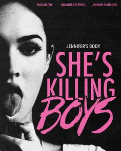 the poster for she's killing boys starring actress jenny piper, who appears to be holding an apple in her mouth