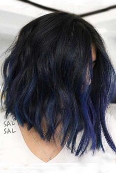 Dark Blue Hair, Short Wavy Hair, Curly Bob Hairstyles, Trending Hairstyles, Short Bob Hairstyles, Bobs Haircuts, Blue Hair