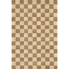 a brown and white checkered rug on a white background with no one in it