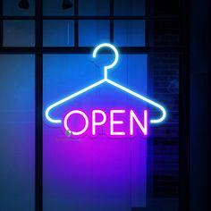 Neon Open Sign Clothes Strore Led Light Clothing Open Shop Sign, Vibrant Clothes, Store Stand, Hanger Logo, Light Clothing, Neon Beer Signs, Neon Open Sign, Cool Neon Signs, Fashion Museum