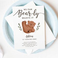 a card that says we can bear - fly, believe it aflon is turning one