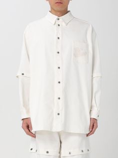 Find OFF-WHITE Shirt on Editorialist. Shirt OFF-WHITE Men color White White Shirt With Pockets For Spring, Oversized White Shirt With Pockets, White Modern Shirt With Relaxed Fit, Modern White Collared Shirt, Modern White Shirt For Spring, Modern White Button-up Top, Modern White Button-up Shirt, White Embroidered Shirt, White Shirt Men