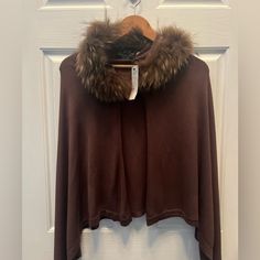 Nwt Charm Furs New York Women's Shrug/Wrap Removable Faux Fur Collar Details: Brown One Size Open Front Hook & Eye Closure At Neck Removable Faux Fur Collar Collar Details, Faux Fur Collar, Shrug Sweater, Hook Eye, Fur Collar, Faux Fur, Sweaters For Women, New York, Collar