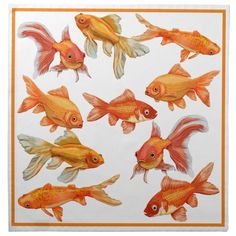 an image of goldfishs on white ceramic tile wall art decoration ornament