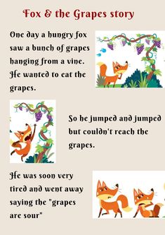 the fox and the grapes story is written in two different languages, including one with an animal