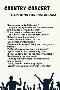 the back cover of country concert captions for instagram