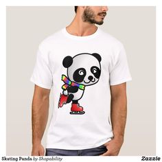 Skating Panda T-Shirt Panda In Snow, Panda Tshirt, Baby Panda, Cute Panda, Funny Babies, Skating, Stars