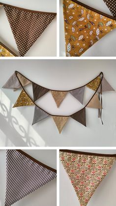 four pictures of different types of pennants