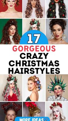 Ugly Sweater Hair Ideas, Christmas Themed Hairstyles, Fun Christmas Hair Ideas, Fun Hair Styles, Easy Crazy Hairstyles, Holiday Hair Tutorial