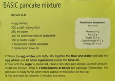 a sign describing how to use the basic pancake mixture