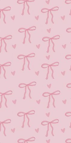 pink bows and hearts on a light pink background for wallpaper or wrapping paper,