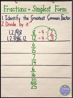 a piece of paper that has some writing on it with numbers and fractions in the middle