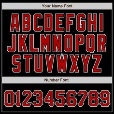 a red and black typeface with the letters in it's lowercases