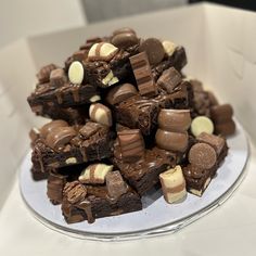 a pile of brownies and marshmallows on a plate