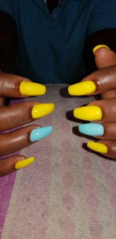 Yellow and pastel blue Yellow And Blue Nails, Blue And Yellow Nails, Polish Ideas, Nail Color, Blue And Yellow, Blue Nails, Pastel Blue, Nails Inspiration