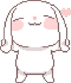 the pixel art is very cute and it looks like an animal with pink cheeks, eyes and