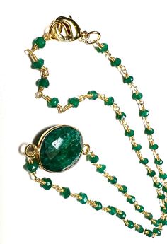 "Genuine Emerald Bezel 12x15mm with Matching Emerald Gemstone Gold Vermeil Beaded Chain 3-4mm bead  (Picture Shown 16\" necklace)  Bezel pendant approximately 3-4mm Available in 14-30\"" Number Beads, 16 Necklace, Beads Pictures, Bezel Pendant, Chain Gold, Emerald Gemstone, Beaded Chain, Gold Vermeil, Gemstone Beads