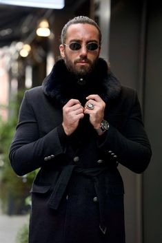 Suits Clothing, All Black Everything, Fur Hood, Black Suits, Height And Weight, Black Coat, Wool Coat, Winter Collection, Winter Coat