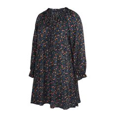 Navy Blue Floral Print Lace-up Long Sleeve Dress Spring Navy Long Sleeve Mini Dress, Blue Floral Print Dress For Fall, Blue Long Sleeve Casual Floral Dress, Navy Casual Floral Print Dress, Navy Blue, Dresses With Sleeves, Floral Prints, Lace Up, Long Sleeve Dress