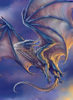 a painting of a dragon flying through the air