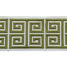 a green and white patch with squares on it's side, in the shape of rectangles