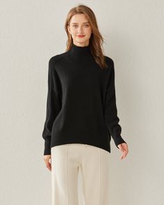 Type: Women's Sweater.Material: 100% A-Grade Mongolian Cashmere. Features: Experience the epitome of comfort and style with our high-neck, loose-fit cashmere pullover. Crafted from the finest quality cashmere, this pullover embodies luxury and warmth. Its high neck design not only provides added coziness but also adds an element of sophistication to your attire. The loose-fit silhouette offers both comfort and versatility, making it a perfect choice for any occasion. Whether you're dressing up f Relaxed Fit Turtleneck For Winter, Relaxed Fit Cashmere Tops For Fall, Oversized Classic Turtleneck Top, Classic Oversized Turtleneck Top, Fall Relaxed Fit Turtleneck, Relaxed Fit High Neck Turtleneck For Fall, Casual Cashmere Sweater With Funnel Neck, Cashmere Turtleneck Top With Relaxed Fit, Relaxed Fit Cashmere Turtleneck Top