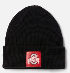 Unisex Black This Stretch-Fit Beanie Keeps Your Head Warm And Features A Faux Leather Patch Of Your Team's Logo. Black Beanie, Holiday Deals, Columbia Sportswear, Leather Patches, Ohio State, Winter Sale, Get Up, Sports Team, Team Logo