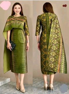 Thai Fashion Modern, Batik Dress Elegant Modern, Silk Dress Ideas, Casual Outfits Winter, Mode Batik, Batik Dress Modern, Thai Silk Dresses, Outfits For Winter, Valentines Outfit