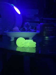 the table is lit up with neon lights