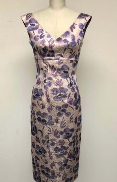 For Sale on 1stDibs - Dreamy, magical, floral for purple lovers! Whimsically abstract on a textured rose gold ground—a unique combination—this v neck high waisted slim dress Sleeve Bolero, Slim Dress, Bolero Jacket, Slim Dresses, Matching Dresses, Abstract Floral, V Neck Dress, Full Sleeve, Day Dresses